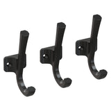 National Hardware N900008 Mounted 3 Pack Hanging Wall Hooks for Towels, Robe, Coats, Hats, Matte Black