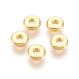 Fashewelry 200Pcs Gold Tiny Rondelle Donut Loose Beads 6mm Stainless Steel Polished Seamless Flat Round Spacer Beads for Jewelry