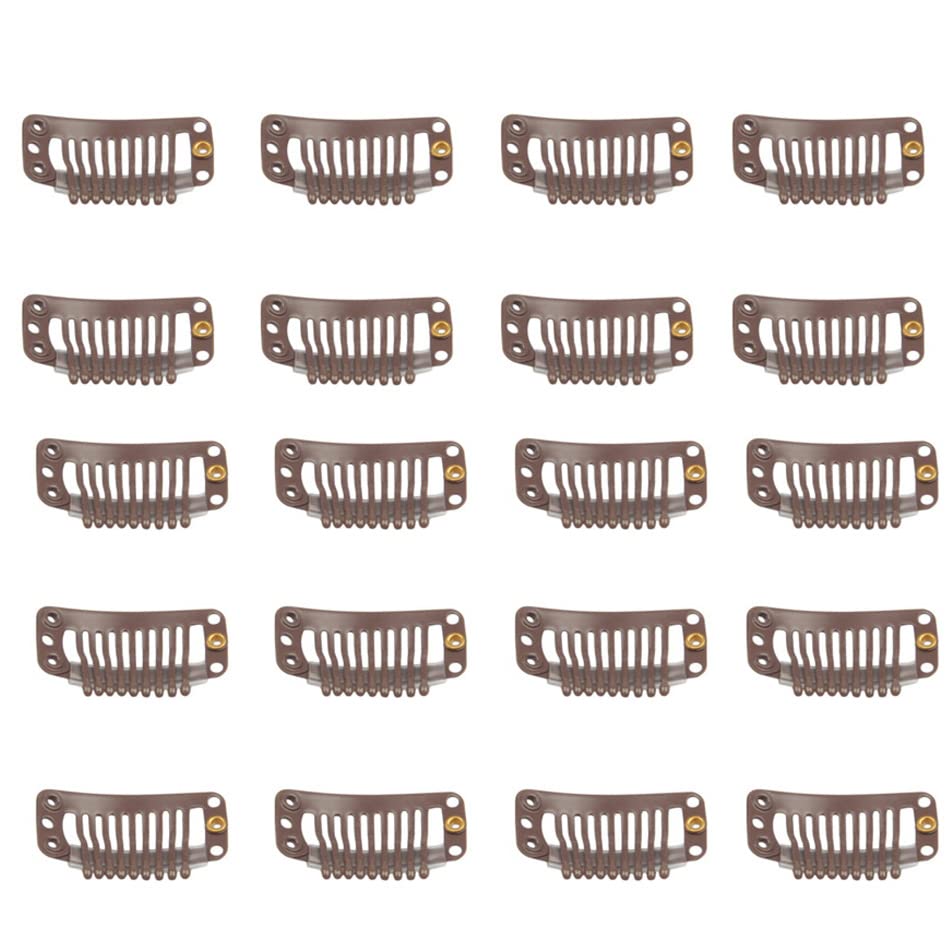 FeiHong 20pcs Hair Clip, Stainless Steel with Silicone Rubber, 9-Teeth Snap Wig Clips, Wig Accessories Clip, Diy Clips for Hairp
