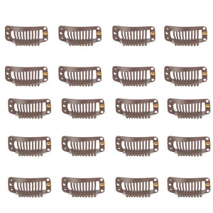 FeiHong 20pcs Hair Clip, Stainless Steel with Silicone Rubber, 9-Teeth Snap Wig Clips, Wig Accessories Clip, Diy Clips for Hairp