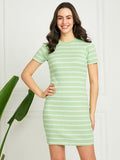 Modeve Women Striped Bodycon Dress Mint Mint S