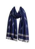 Haider Ali And Sons Ikat Design Linen Cotton Stole For Women | Soft Lightweight Dupatta & Scarf With Tassels | Ethnic & Casual W