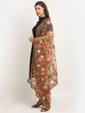Shasmi Women'S Heavy Net Embroidered Fancy Phulkari Work Dupatta For Women (Only Dupatta) (Chikku)