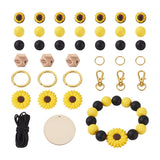 FASHEWELRY Sunflower Silicone Beads for Keychain Making 15mm Silicone Daisy Beads with Elastic Cord & Split Key Rings Swivel Cla