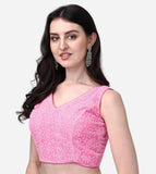 Pujia Mills Women'S Georgette Sipali Sequin Work Sleeveless Blouse (Pink, 38)
