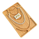 Snappsy Smooth Finish Wooden Bracelet Display Tray Rounded Edges Carved Jewelry Tray, Pine