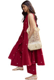 Gosriki Women'S Rayon Blend Straight Printed Kurta With Palazzo (Deeksha Red-Gs_3Xl_Red_Xxx-Large),Red,3,B0DMT42MRG