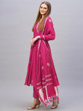 Anni Designer Women'S Rayon Blend Anarkali Printed Kurta With Pant & Dupatta (Berlin Pink-Vks02_Xl_Pink_X-Large),Pink,XL,,,