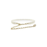 WomenS Fashion Pearl Decorative Metal Waist Chain, White, Size 100Cm