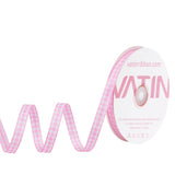 VATIN Pink and White Gingham Ribbon,Polyester Woven Edge,1/4 Inch x 10 Yards