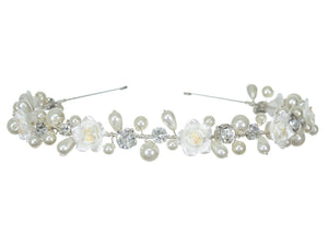 SAMKY Bridal Wedding Tiara Rhinestone Crown Pearl Bride's Headpiece Hair Accessories for Woman