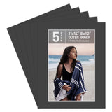 Golden State Art, Pack of 5 Acid Free Bevel Cut 4-Ply Thickness White Core Picture Mats for Photos (Black, 11x14 for 8x12 Photo)