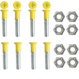 Dimebag Hardware Skateboard Mounting Nuts and Bolts 1 Phillips - Skateboard Truck Hardware - Lots of Colors (Yellow)
