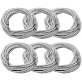 Seismic Audio - SASTSX-25White-6PK - 6 Pack of 25 Foot White 1/4 Inch TS Patch Cables - 25 Professional Audio Unbalanced 1/4 Pa
