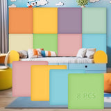 Hahafelt 8 Pack Wall Padding for Playroom Peel and Stick Headboard 11.81 x 11.81 x 1.18 3D Anti Collision Upholstered Wall Panel