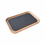 Zoomella Elegant Wood Jewelry Tray Velvet Soft Lining Wooden Display Tray Presentation Stand, Dark Gray, M