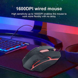 MS11 Wired Mouse 1600DPI Wired Game Mouse Backlight USB Mouse Ergonomic Gaming Notebook Office Mouse 2 Buttons +1 Wheel for Note