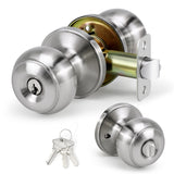 LOQRON Keyed Entry Door Knob for Entrance, Front Doorknob with Lock and Key for Exterior & Interior Right and Left Side Bedroom,