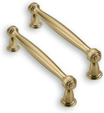 ZAUYX Solid Heavy Duty 2 Pack 3-1/2 Inch Hole Center Brushed Brass Cabinet Pulls Kitchen Cabinet Hardware Kitchen Handles for Ca