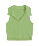 Toplot Women'S V-Neck Solid Textured Tank Top (Collar-Tank-Top-5193-Pista-M),Green,,B0DF1W3GD3