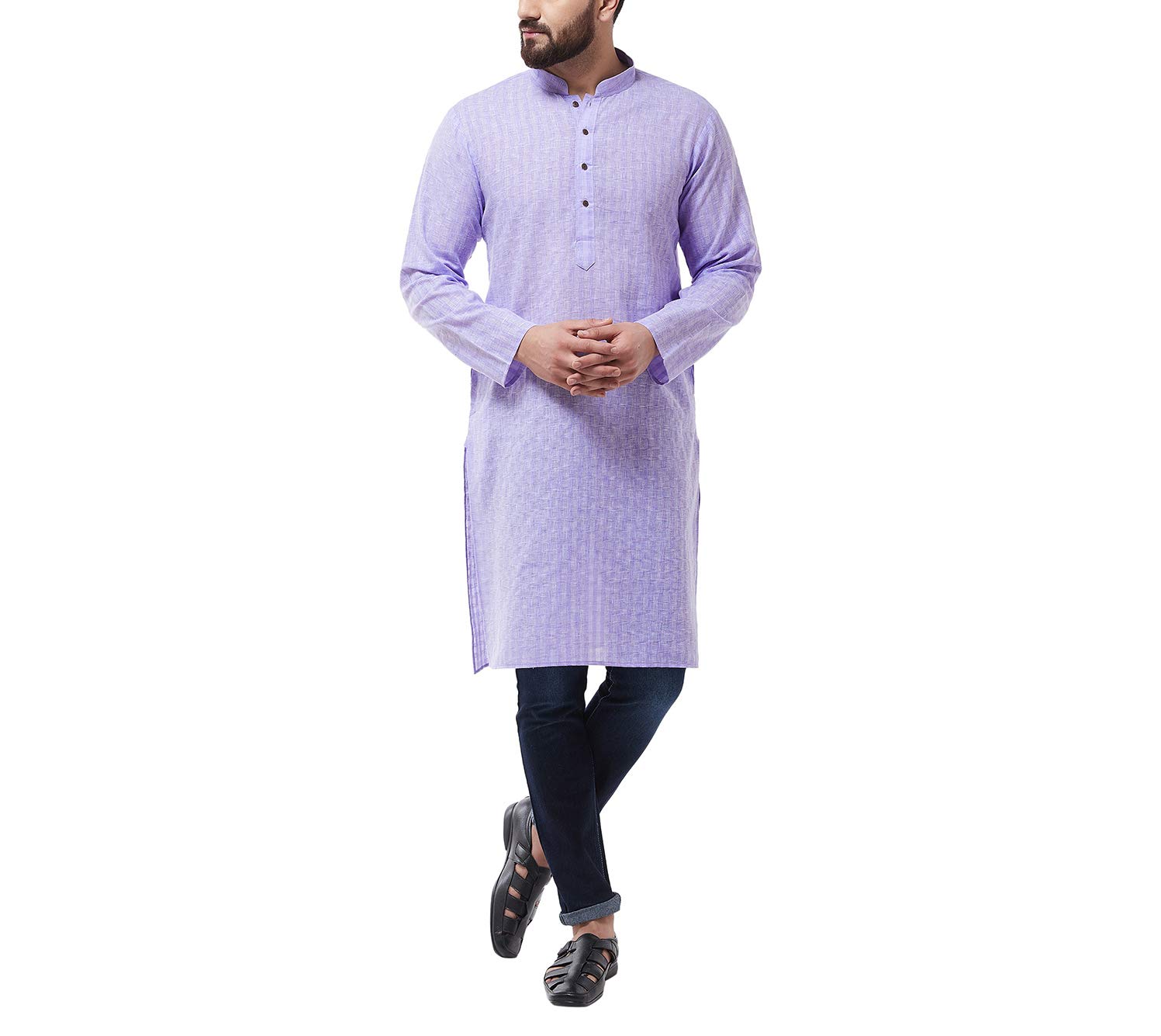 Sojanya (Since 1958 Men'S Cotton Blend Purple Woven Design Only Long Kurta Size: 38