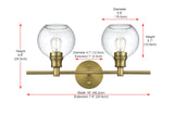 Living District Collier 2-Light Metal Wall Sconce In Black And Clear Glass