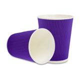 Restaurantware-12 Ounce Disposable Coffee Cups, 500 Ripple Wall Hot Cups For Coffee - Lids Sold Separately, Rolled Rim, Royal Pu