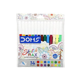 Doms Sketch MAX 14 Shades Watercolour Sketch PENS | Brilliant & Intense 14 Colours | Unique Push Resisitant Tip | Ventilated Cap