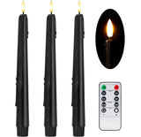 Stmarry Black Flameless Taper Candles with Remote and Timer - 9.65 Inch Real Wax LED Candlesticks - Wax Drip Battery Operated Ha