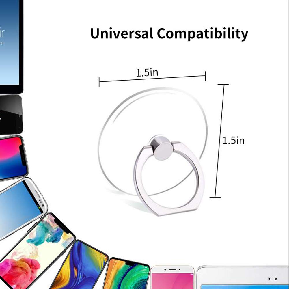 Cell Phone Ring Holder Stand Transparent Finger Grip Loop 360 Degree Rotation Finger Ring Stand (4 X Black)
