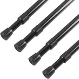 KXLife 4 Pack 5/8 Spring Tension Curtain Rod, Adjustable Tension Rods Black 18 to 30 Inch, RV Tension Bars, Tension Rod for Clos