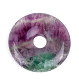 GEM-Inside 30mm Rainbow Fluorite Stone Circle Donuts Beads for Pendant Jewelry Making Power Energy Chakra Massage GuaSha Scrapin