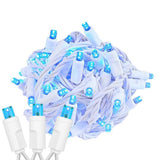 Novelty Lights 25 Feet 50 Light Teal LED Christmas Lights White Wire, Connectable Mini String, Indoor/Outdoor, Commercial Grade,