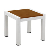 Benjara Josh 18 Inch Side End Table, Rich Brown Polyresin Planks, Aluminum Frame