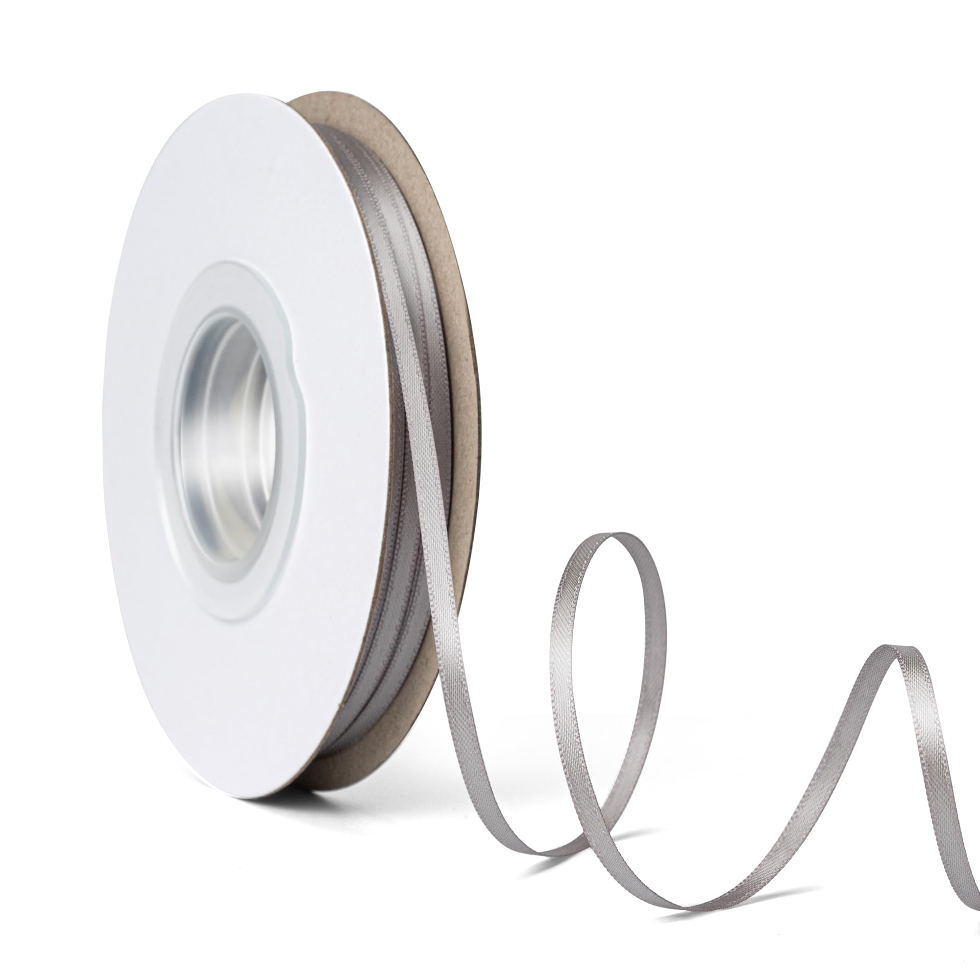 Laferri Double Faced Silver Satin Ribbon,1/8 X 50 Yards,Thin Fabric Ribbon Use for Gift Wrapping DIY Craft Floral Bouquets Weddi