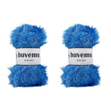 Buvemu Eyelash Fun Fur Yarn 100 Gram (3.53 Ounces) 175 Yards (160 Meters) (Blue - 2 Skeins)