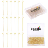 BEADIA 14K Gold Plated Open Eye Pins Non Tarnish 40mm 150pcs for Jewelry Making Findings