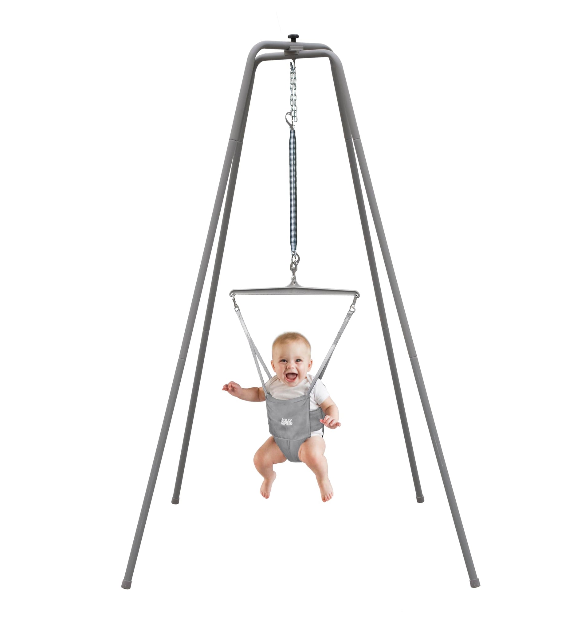 Jolly Jumper Elite Grey Saddle- The Original Jolly Jumper with Super Stand and Premium Spring. an Alternative to Baby Bouncers, 