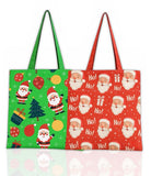 GLITREEPROPS 2 Pieces Christmas Tote Bags with Handle, Santa Xmas Gift Bag Jumbo Xmas Gift Bags NonWoven cotton cloth canvas Sh