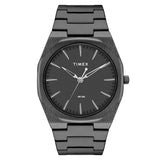 Timex Analog Watch For Man With Grey Round Dial & Black Stainless Steel Bracelet Band Water Resistant Men'S Wrist Watches - Tweg