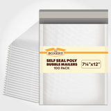 The Boxery 7.25x12|#1 Poly Bubble Mailers- 100 Pack, Padded Envelopes, Self Seal, Waterproof Shipping Bags, Padded Mailers for