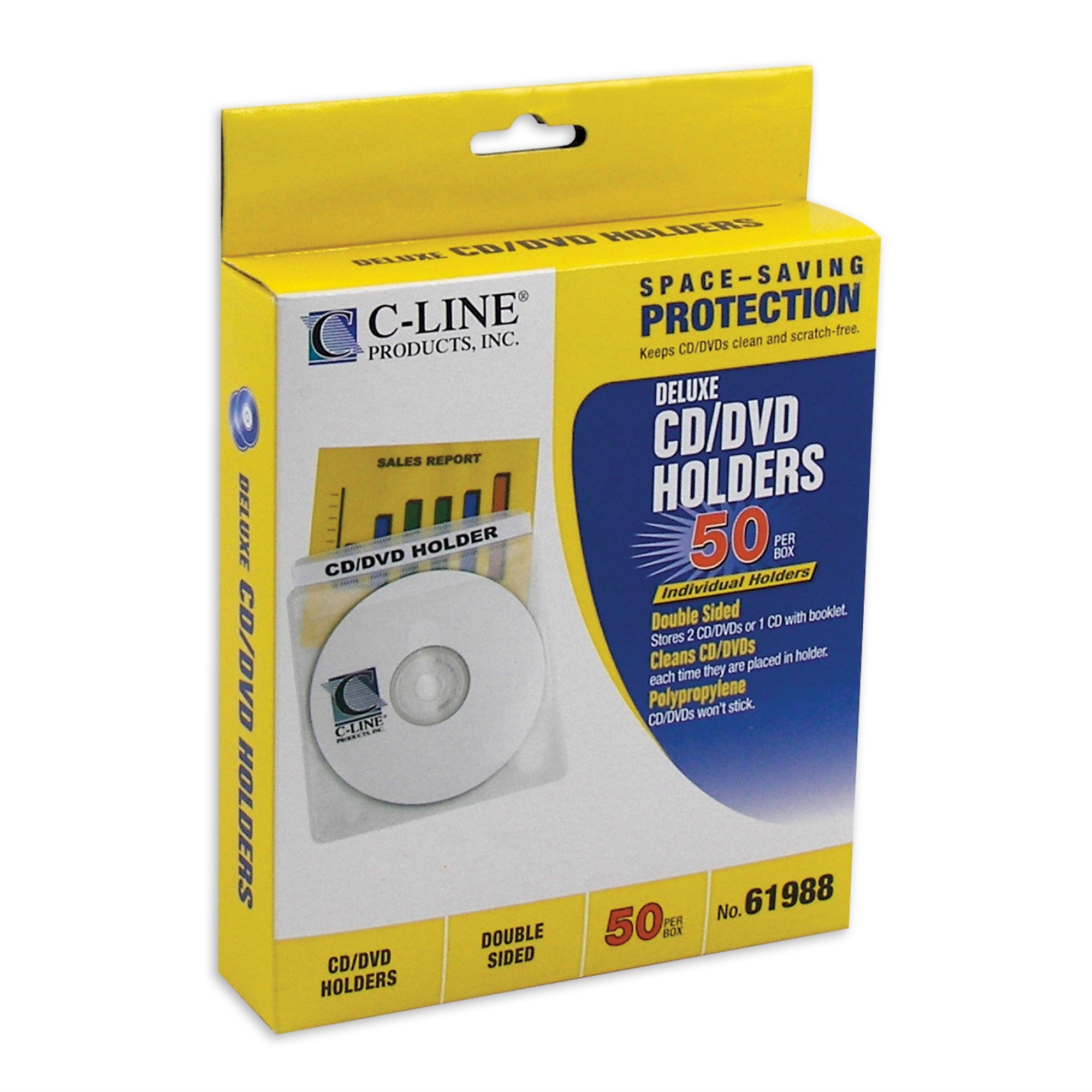 Deluxe Individual Cd/Dvd Holders, 50/Bx, 61988