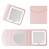 Amysmart Dual-Fold Makeup Mirror with Lights - 10X/5X Magnifying Mirror with Light, Dimmable Handheld Mirror, Compact Mirror, Re