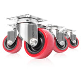 POWERTEC 2 Inch Swivel Caster Wheels Set of 4 with 400 lbs Loads, Heavy Duty Plate Casters (2 with Brakes & 2 without), PU Casto