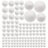 129 Pack Craft Foam Balls, 7 Sizes Including 1-4 Inches, White Polystyrene Smooth Round Balls, Foam Balls for Arts and Crafts, D