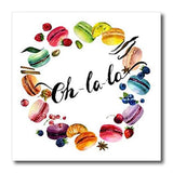 3D Rose Cute Watercolor French Macaroon Cookies Wreath with Oh La Iron On Heat Transfer, 6 x 6, White