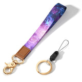 Hsxnam Wrist Lanyard Key Chain, Wristlet Strap Keychain Holder for Women Men Kids Keys ID Badges Phone Airpods, Purple Galaxy
