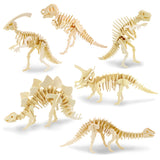 Georgie Porgy 3D Wooden Puzzles DIY Models Kits for Kids Dinosaur Airplane Woodcraft Construction Toys Pack of 6 (T-Rex Tricerat