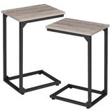 AMHANCIBLE C Shaped Side Table, End Tables Living Room Set of 2, Slide Under Couch Table for Sofa, TV Trays for Bedroom, Small S