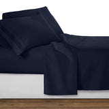 Clara Clark Bed Sheets Premier 1800 Series 4 Piece Bed Sheet Set Deep Pocket Wrinkle Fade Stain Resistant Luxury Soft Bedding Sheets & Pillowcases Split King Navy Blue -Like New